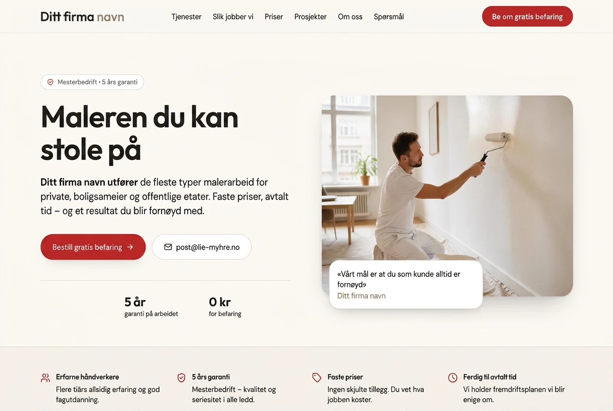 Desktopvisning av konseptdesign for maler